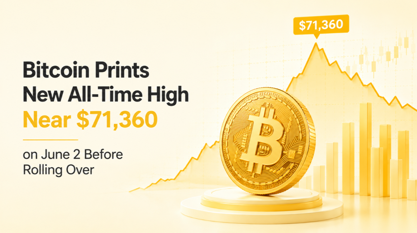 Bitcoin Prints New All‑Time High Near $71,360 on June 2 Before Rolling Over