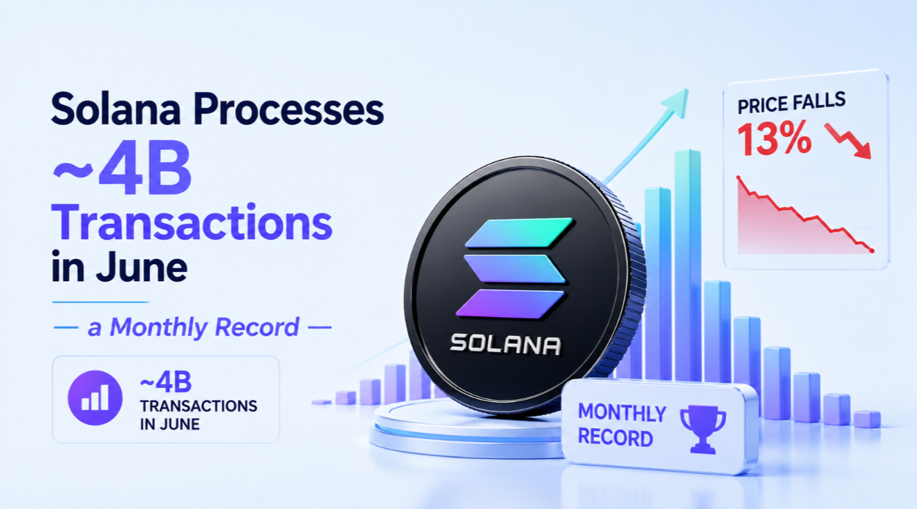 Solana Processes ~4B Transactions in June — a Monthly Record — as Price Falls 13%