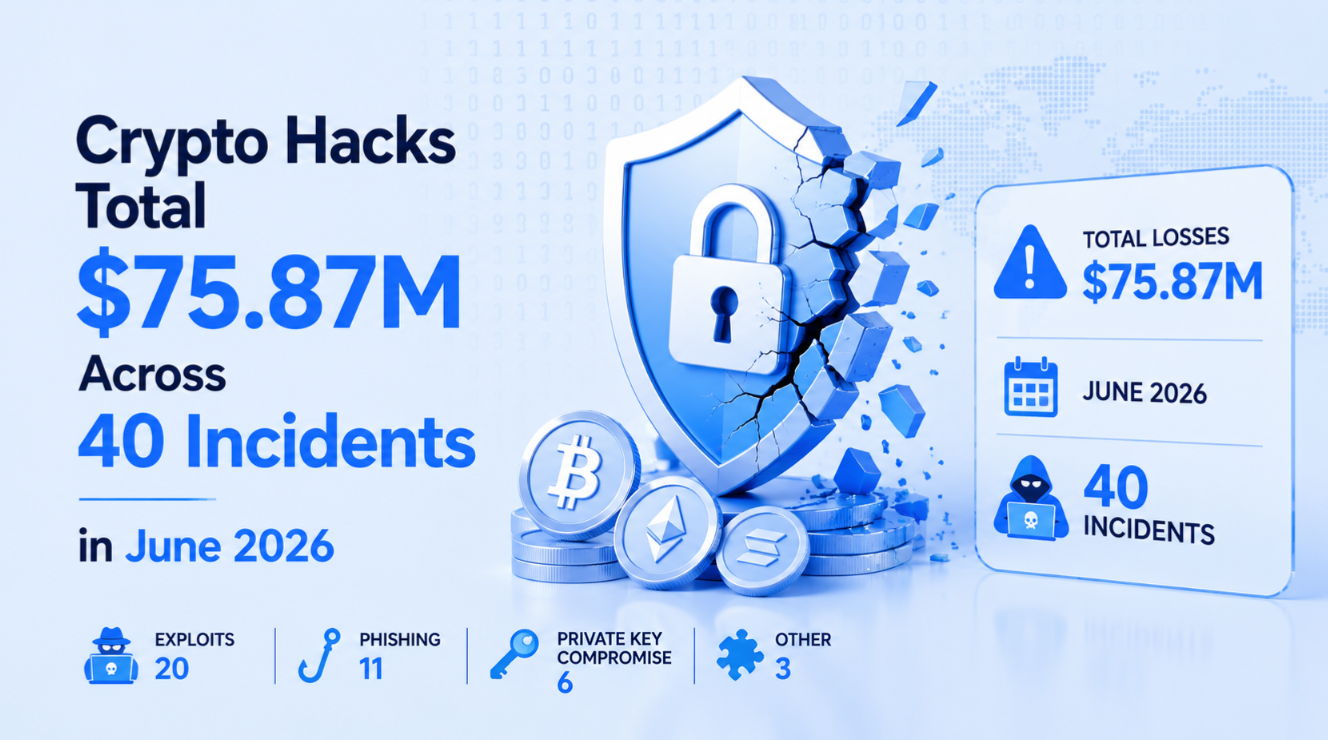 Crypto Hacks Total $75.87M Across 40 Incidents in June 2026