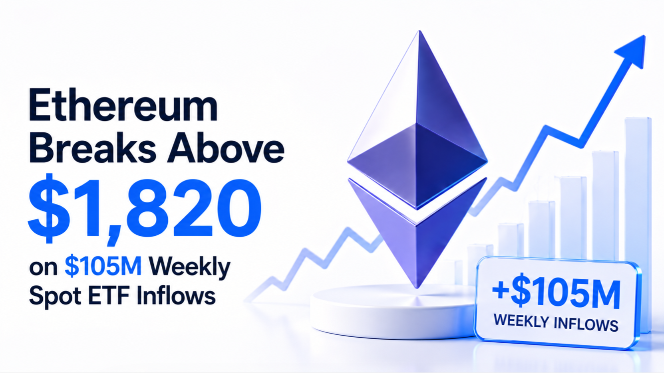 Ethereum Breaks Above $1,820 on $105M Weekly Spot ETF Inflows