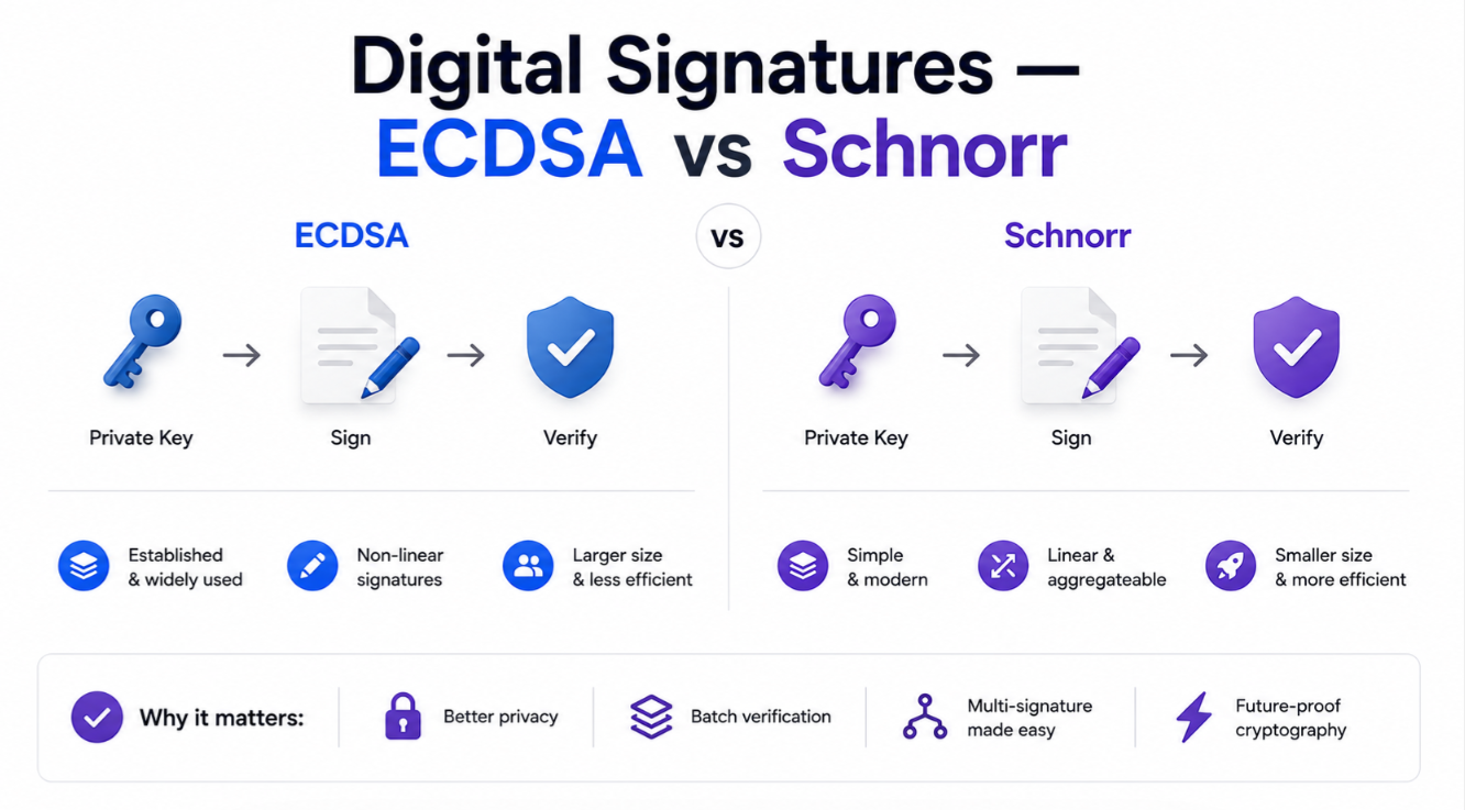 Digital Signatures — ECDSA vs Schnorr