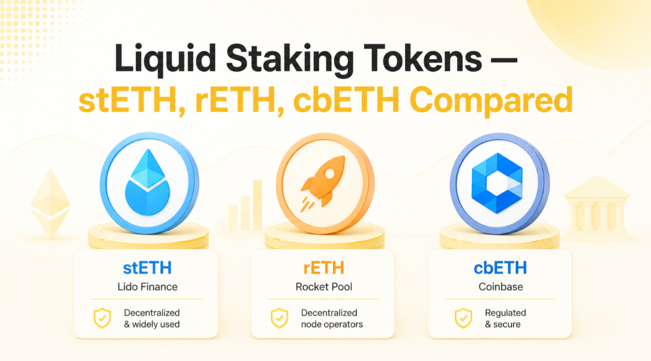 Liquid Staking Tokens — stETH, rETH, cbETH Compared