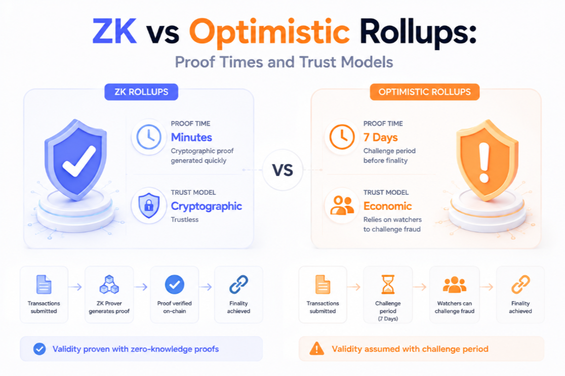 ZK vs Optimistic Rollups: Proof Times and Trust Models