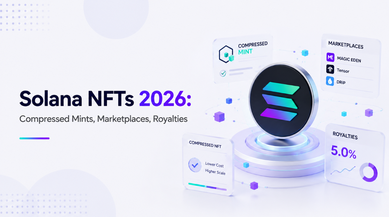 Solana NFTs 2026: Compressed Mints, Marketplaces, Royalties