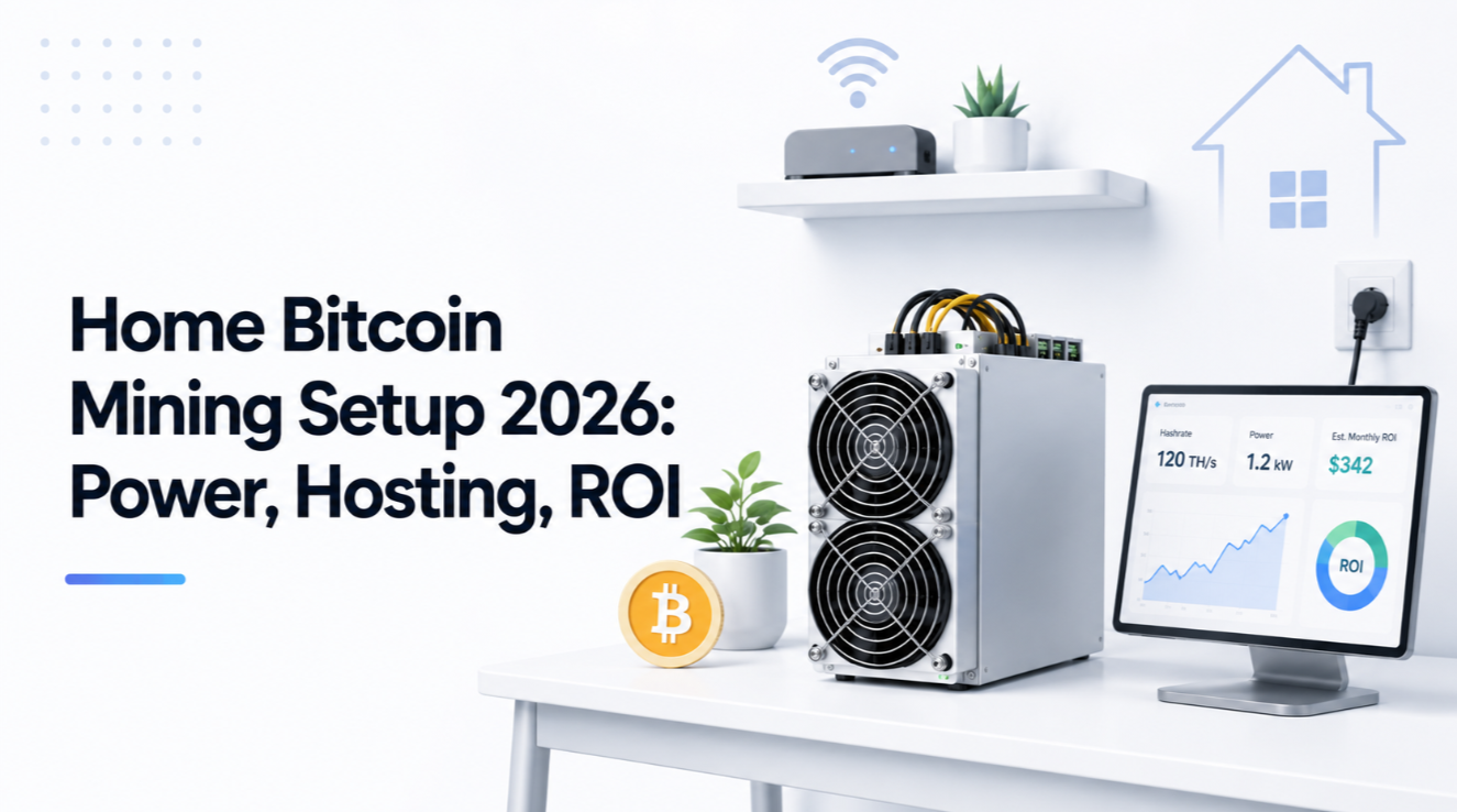 Home Bitcoin Mining Setup 2026: Power, Hosting, ROI