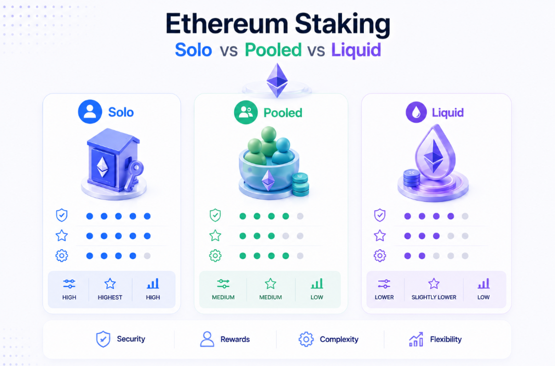Ethereum Staking: Solo vs Pooled vs Liquid Compared