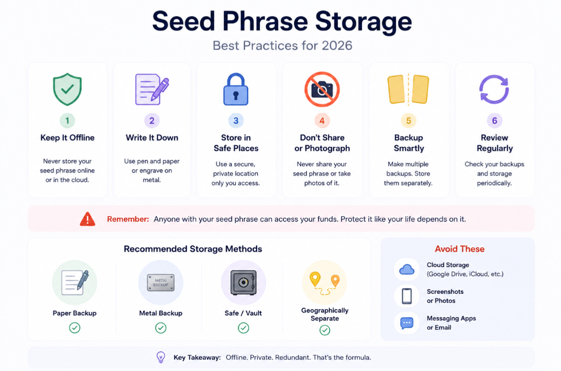 Seed Phrase Storage: Best Practices for 2026