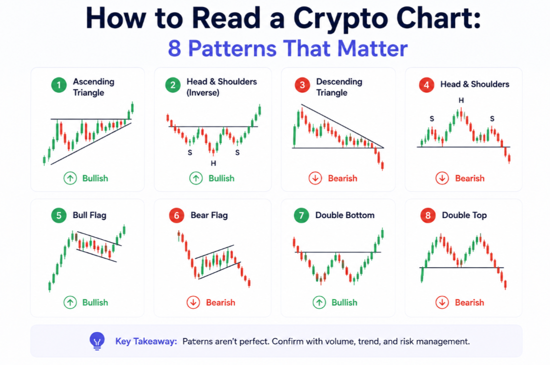 How to Read a Crypto Chart: 8 Patterns That Matter