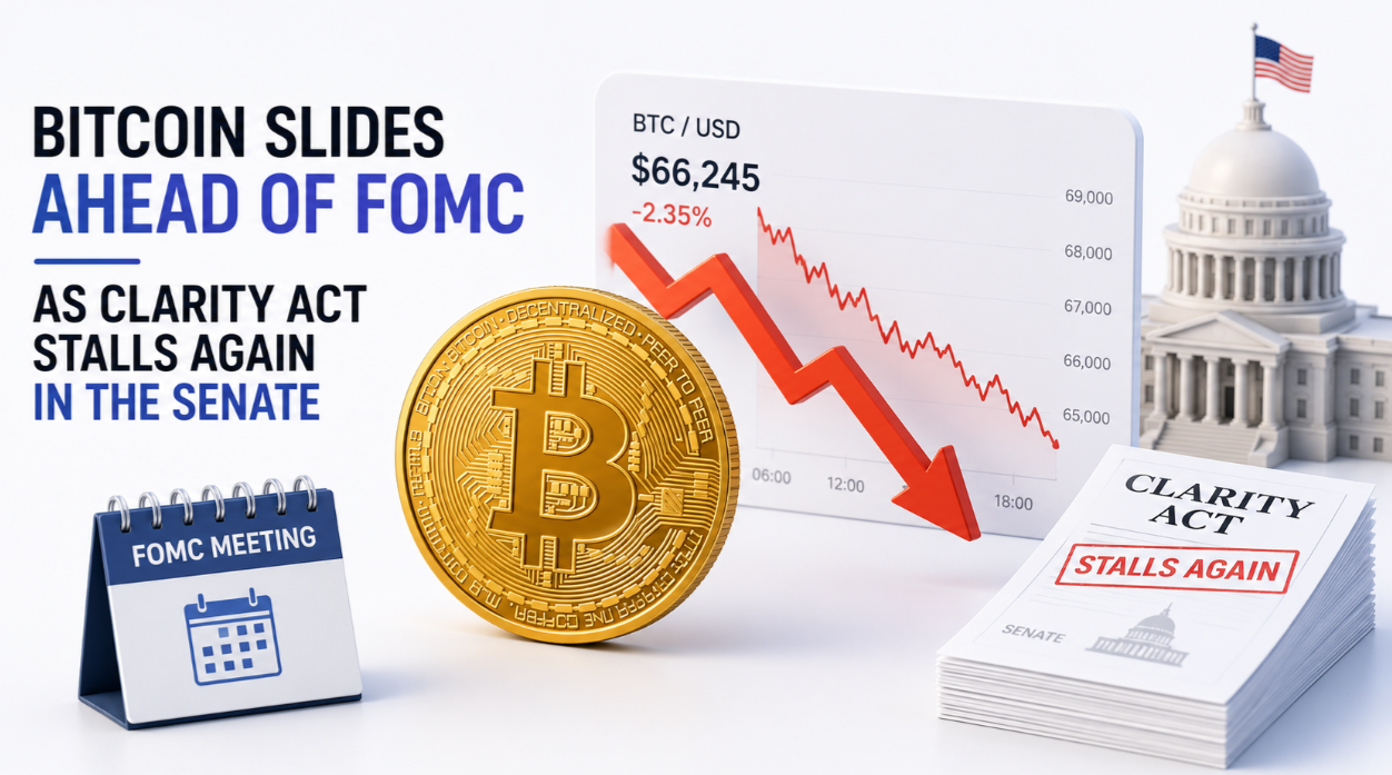 Bitcoin Slides Ahead of FOMC as CLARITY Act Stalls Again in the Senate