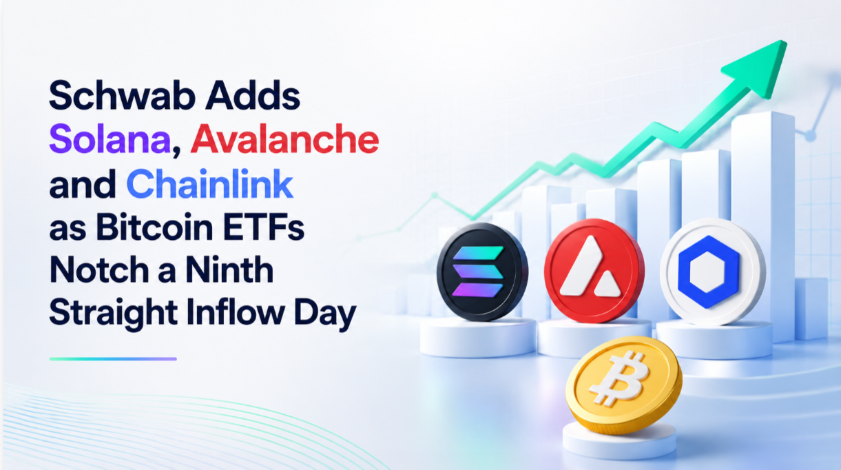Schwab Adds Solana, Avalanche and Chainlink as Bitcoin ETFs Notch a Ninth Straight Inflow Day