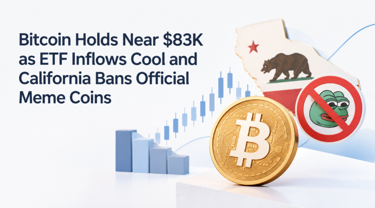 Bitcoin Holds Near $83K as ETF Inflows Cool and California Bans Official Meme Coins